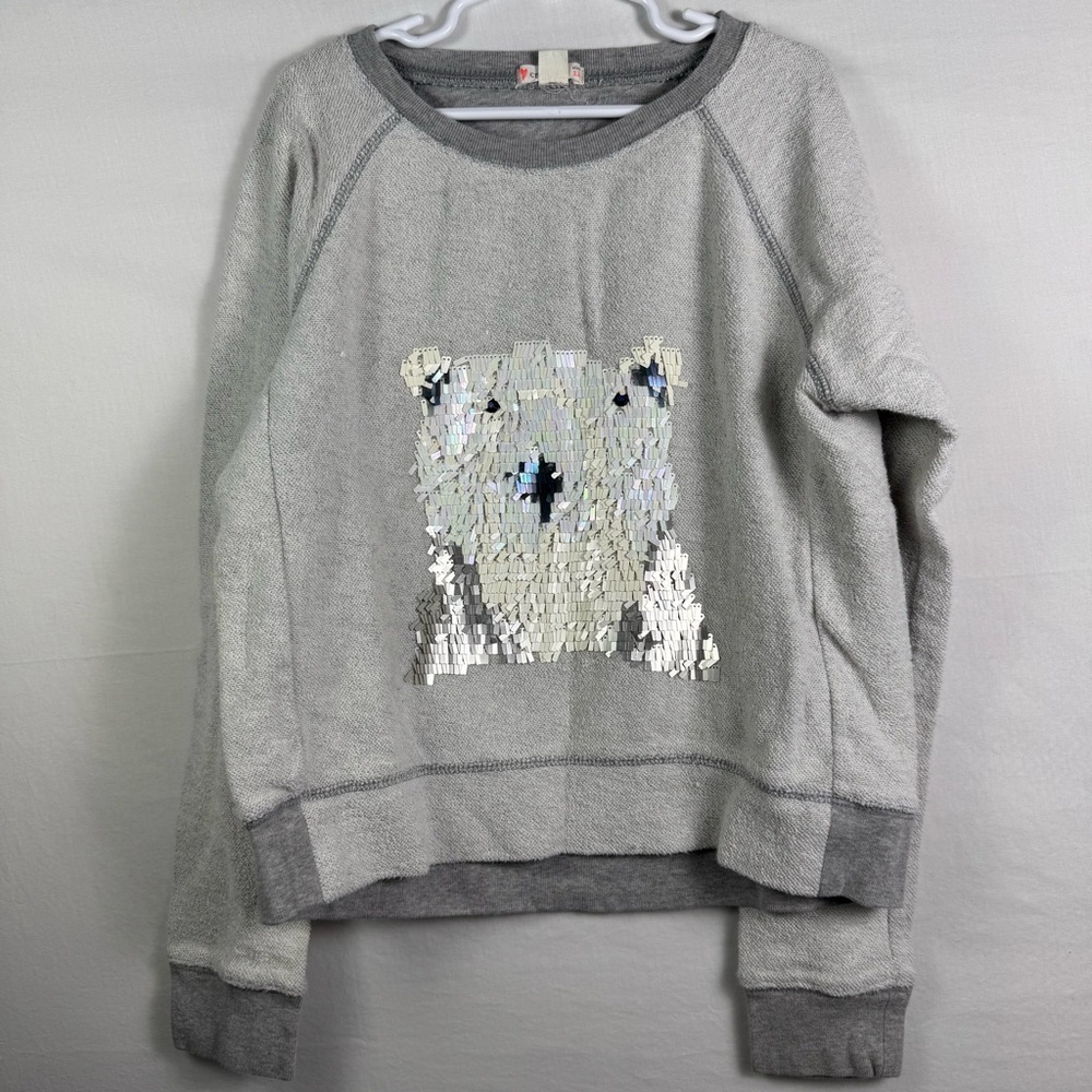 Crewcuts Gray Sweatshirt with Sequin Bear Girls Size 12